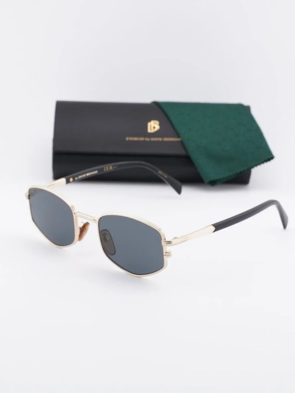 David Beckham DB 1129/S 0RHL IR Geometric Sunglasses - Gold / Grey